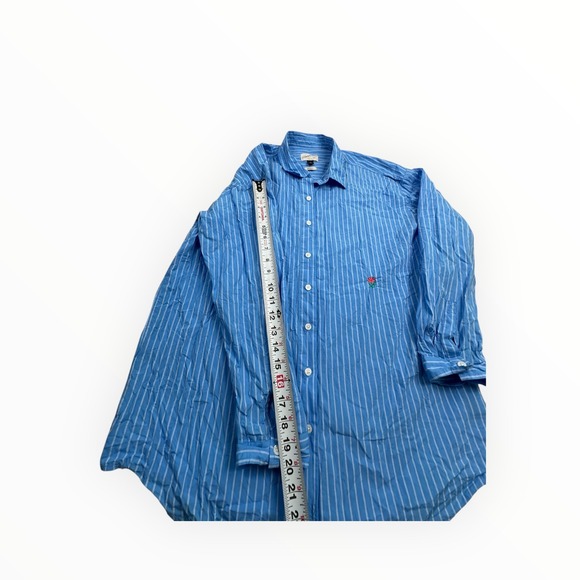 Universal Thread Womens Blue White Striped Oversized Button Down Rose Shirt M - Picture 5 of 9